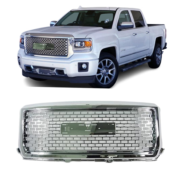 Chrome Front Grille Fit for 2014 2015 GMC Sierra 1500 Grill Honeycomb Style