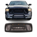 Front Rebel Style Grille For 2002 2003 2004 2005 Dodge Ram 1500 Black Grill with Letters & LED Lights