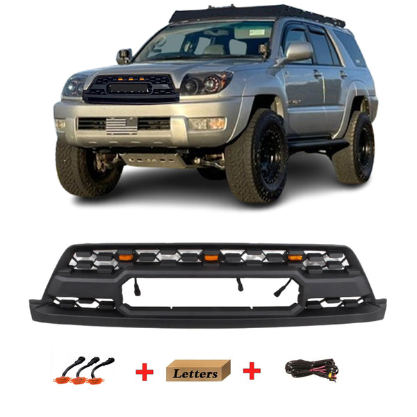 Black Front Grille For 2003 2004 2005 4th Gen TRD PRO Toyota 4Runner Grill With Emblem & LEDs