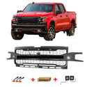 Front Grille for 2019 2020 2021 2022 Chevrolet Silverado 1500 Black Upper Grill With 3+2 Lights and Letters