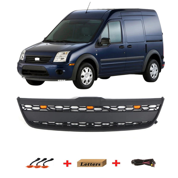 Front Grille for 2010 2011 2012 2013 Ford Transit (US Version) Raptor Style Grill with Letters and LED Lights