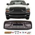 Black Front Grille for 2006 2007 2008 Dodge RAM 1500 Grill, Big Horn Style with Letters and LED Lights