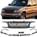 Front Grille for 1995 1996 1997 1998 1999 2000 2001 Ford Explorer Black Grill with Letters and LEDs