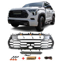 Front Bumper Grille for 2022 2023 2024 2025 3rd Gen Toyota Sequoia TRD PRO Style Grill with Badge and LEDs