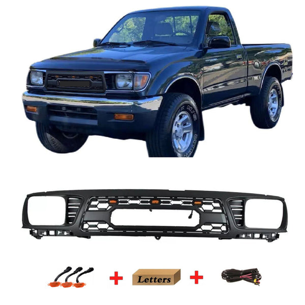 Black Front Grille With Led Lights For 1995 1996 1st Gen Toyota Tacoma TRD PRO Style Grill