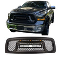 Black Front Grille for 2013 2014 2015 2016 2017 2018 Dodge RAM 1500 Rebel Style Grill with Letters and LED Lights
