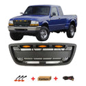 Front Grille Compatible with 1998 1999 2000 Ford Ranger Raptor Style Grill with Letters and Lights