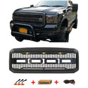 Front Grille Fit for 2005 2006 2007 Ford F250 F350 F450 Grill Super Duty Raptor Style Grill with Letters and LEDs