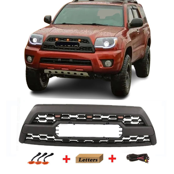 TRD Pro Style Front Grille For 2006 2007 2008 2009 4th Gen Toyota 4Runner Grill W/ Letters Led Lights