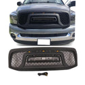 Black Front Grille for 2006 2007 2008 Dodge RAM 1500 Grill, Rebel Style with Letters & Lights