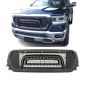 Front Grille for 2019 2020 2021 Dodge Ram 1500 Rebel Style Grill Matte black with LED Lights and Letters