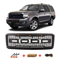 Grille for 2007 2008 2009 2010 2011 2012 2013 2014 Ford Expedition Grill with Letters and LEDs Matte Black