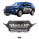 Front Grille for 2020 2021 2022 Ford Explorer Black Grill Raptor Style with Letters and LED Lights