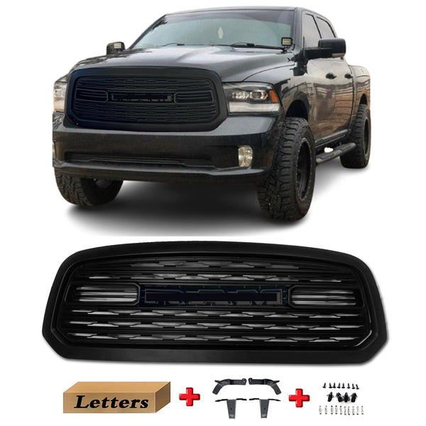 LTD Grille for 2013 2014 2015 2016 2017 2018 Dodge Ram 1500 Limited Style Grill Matte Black with Letters
