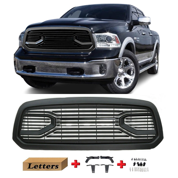 Black Front Grille Fit For 2013 2014 2015 2016 2017 2018 Dodge RAM 1500 Grill Big Horn Style With Letters