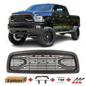 Front Grille Fit For 2013 2014 2015 2016 2017 2018 Dodge RAM 2500 3500, Big Horn Style Grill with Letters (with LED Lights)