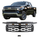 Front Grille for 2019 2020 2021 2022 2023 2024 Chevrolet Silverado 1500 Black Upper Grill with Lights and Letters