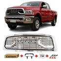 Chrome Front Grille for 2013 2014 2015 2016 2017 2018 Dodge Ram 2500 3500 Big Horn Style Grill with LED Lights and Letters