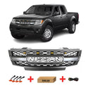 Front Black Grille for 2009 2010 2011 2012 2013 2014 2015 2016 Nissan Frontier Grill with Letters and Lights