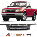 Front Grille Compatible with 1995 1996 1997 Ford Ranger Raptor Style Grill with Letters and LED Lights