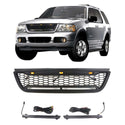 Raptor Style Front Grille for 2002 2003 2004 2005 Ford Explorer/Sport Trac Models Black Grill with Letters and LEDs