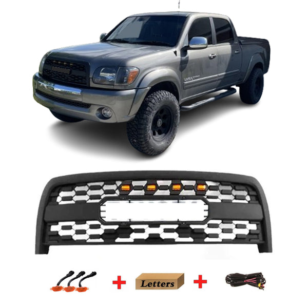 Front Grille For 2003 2004 2005 2006 1st Gen Toyota Tundra Bumper Grill with Emblem and LEDs