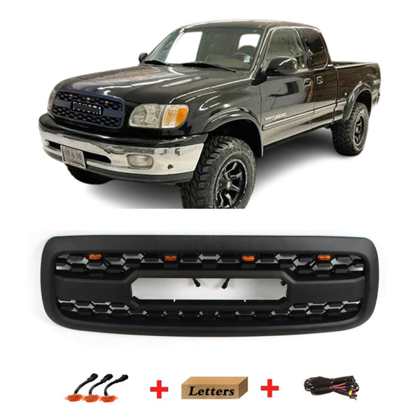 Front Bumper Grille Fit For 2000 2001 2002 1st Gen Toyota Tundra Grill with Emblem & Lights