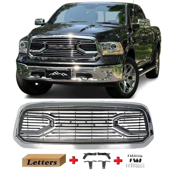 Chrome Front Grille For 2013 2014 2015 2016 2017 2018 Dodge RAM 1500 Big Horn Style Grill With Letters
