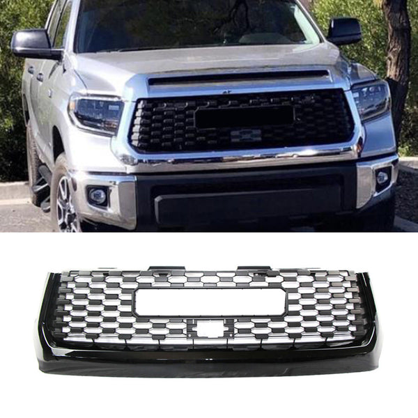 Front Grille for 2014 2015 2016 2017 2018 2019 2020 2021 Toyota Tundra Honeycomb Style Grill with Letters and Gloss Frame