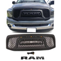 Black Front Grille for 2006 2007 2008 Dodge RAM 1500 Grill, Rebel Style with Letters & Lights
