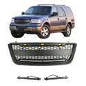 Front Grille for 2003 2004 2005 2006 Ford Expedition Grill with Letters and LEDs Matte Black