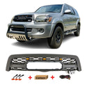 Black Front TRD Grille Fit For 2005 2006 2007 1st Gen Toyota Sequoia Grill With Emblem And Lights