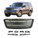 Front Grille for 2003 2004 2005 2006 Ford Expedition Grill with Letters and LEDs Matte Black