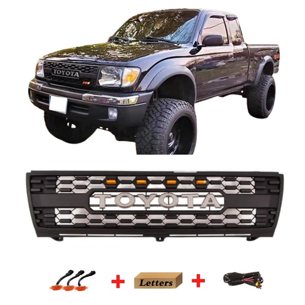 Front Grille Compatible with 1997 1998 1999 2000 1st Gen Toyota Tacoma Grill With Letters & LEDs
