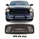 Front Rebel Style Grille For 2002 2003 2004 2005 Dodge Ram 1500 Black Grill with Letters & LED Lights