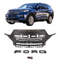 Front Grille for 2020 2021 2022 Ford Explorer Black Grill Raptor Style with Letters and LED Lights