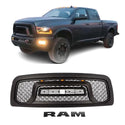 Front Rebel Style Grille For 2009 2010 2011 2012 Dodge Ram 1500 Black Grill with Letters & LED Lights