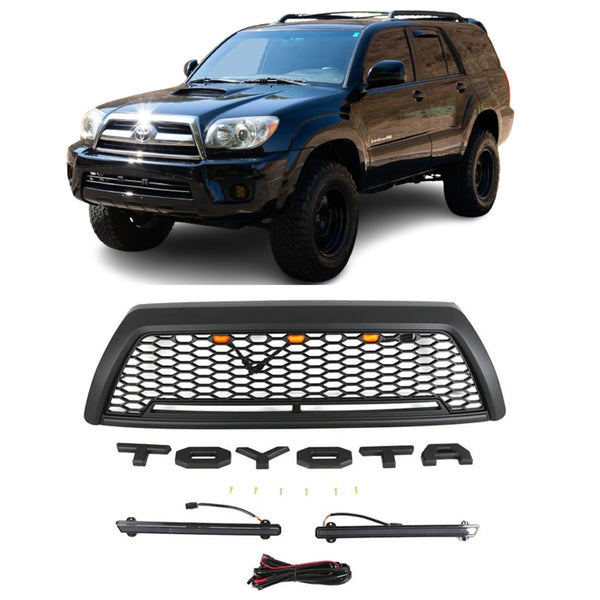 Mesh Style Grille for 2006 2007 2008 2009 4th Gen Toyota 4Runner Grill with Letters Led Lights