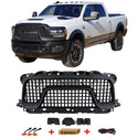 Black Front Grille for 2019 2020 2021 2022 2023 2024 Dodge RAM 2500/3500 Big Horn Style Grill W/ Letters and LED Lights