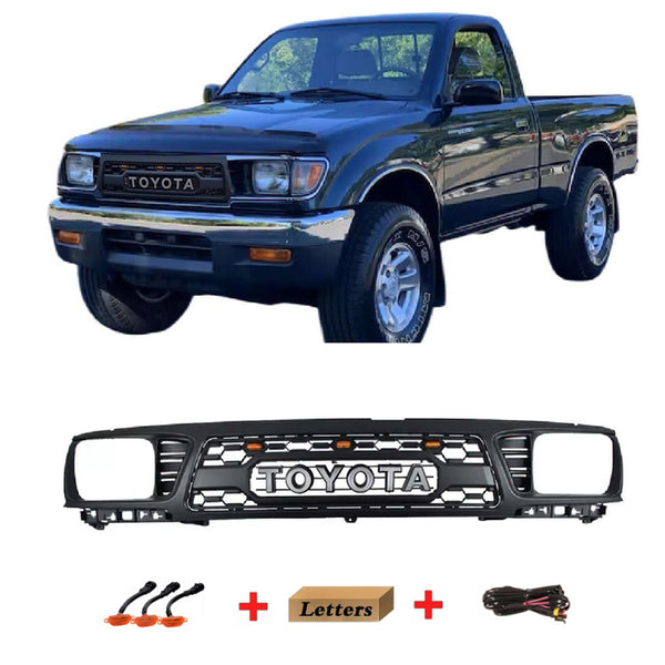 Black Front Grille With Led Lights For 1995 1996 1st Gen Toyota Tacoma TRD PRO Style Grill