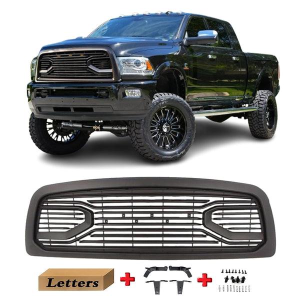 Black Front Grille for 2013 2014 2015 2016 2017 2018 Dodge RAM 2500/3500 Big Horn Style Grill W/ Letters