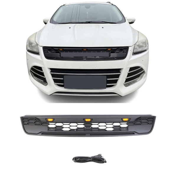 Front Grille for 2013 2014 2015 2016 Ford Escape Kuga Raptor Style Grill with Letters and LEDs