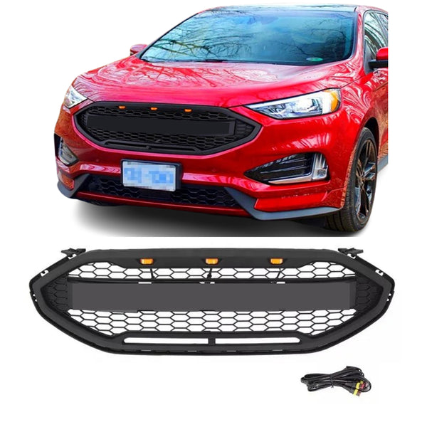 Front Grille for 2019 2020 2021 2022 Ford edge Raptor Style Grill with Letters and LED Lights