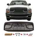 Black Front Grille for 2006 2007 2008 Dodge RAM 1500 Grill, Big Horn Style with Letters and LED Lights