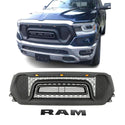 Front Grille for 2019 2020 2021 Dodge Ram 1500 Rebel Style Grill Matte black with LED Lights and Letters