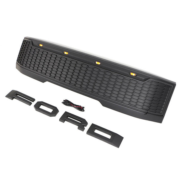 Front Grille Fit for Ford F150 F-150 Lightning 2023 Black Upper Grill with LED Lights and Letters