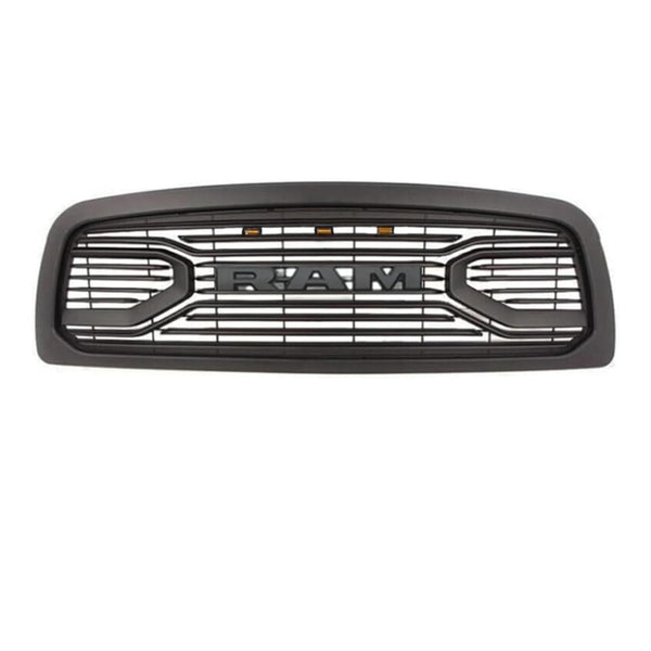 Front Grille Fit For 2013 2014 2015 2016 2017 2018 Dodge RAM 2500 3500, Big Horn Style Grill with Letters (with LED Lights)
