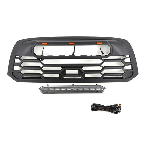Black Front TRD PRO Grille For 2007 2008 2009 2010 2011 2012 2013 2nd Gen Toyota Tundra Grill with Emblem & LEDS