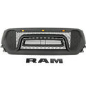 Front Grille for 2019 2020 2021 Dodge Ram 1500 Rebel Style Grill Matte black with LED Lights and Letters