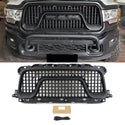 Black Front Grille for 2019 2020 2021 2022 2023 2024 Dodge RAM 2500/3500 Big Horn Style Grill W/ Letters and LED Lights